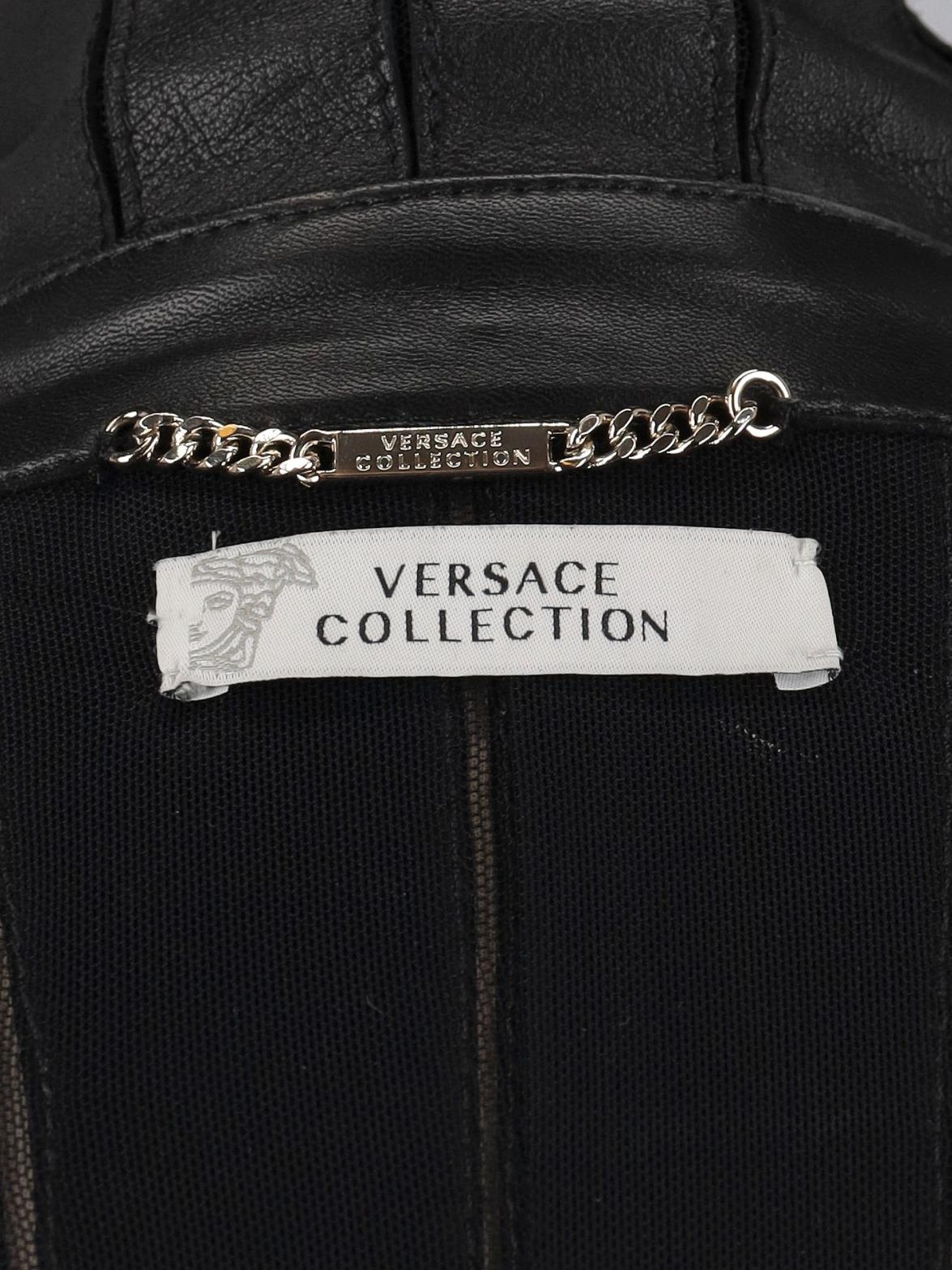 Versace Black Leather Double-Breasted Coat W7426.19  Versace 