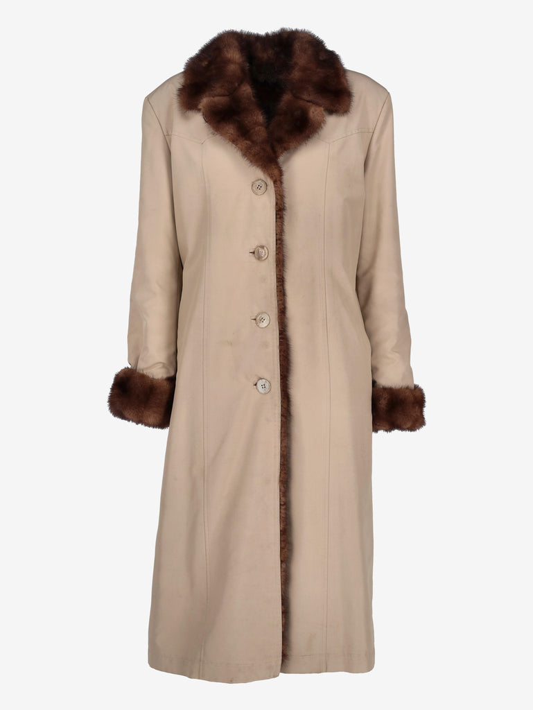 Vintage 2-in-1 Convertible Long Coat with Mink Fur Lining W150626.2  Vintage 