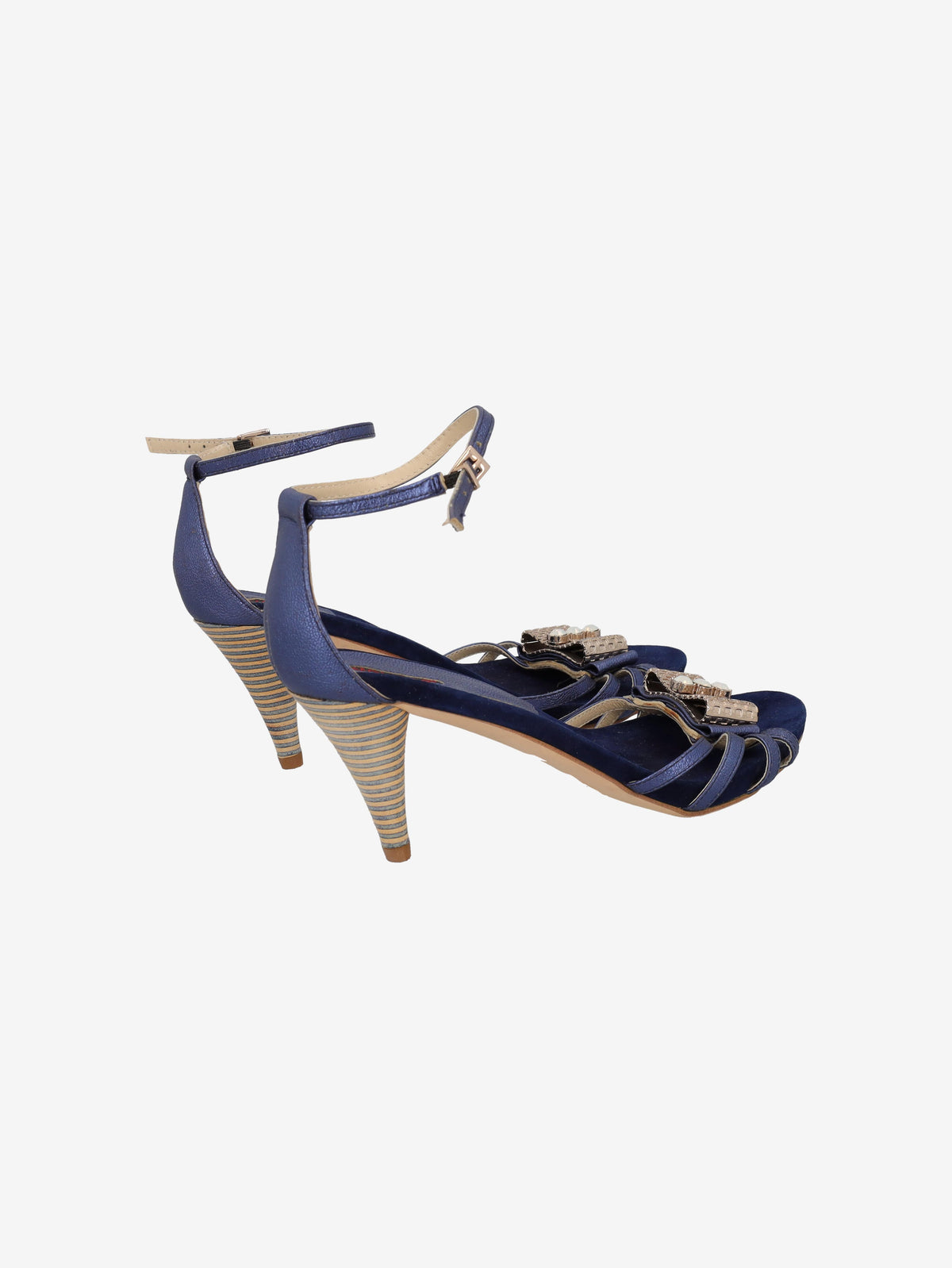 Vintage Navy Suede Embellished Sandals WCV130123  Vintage 