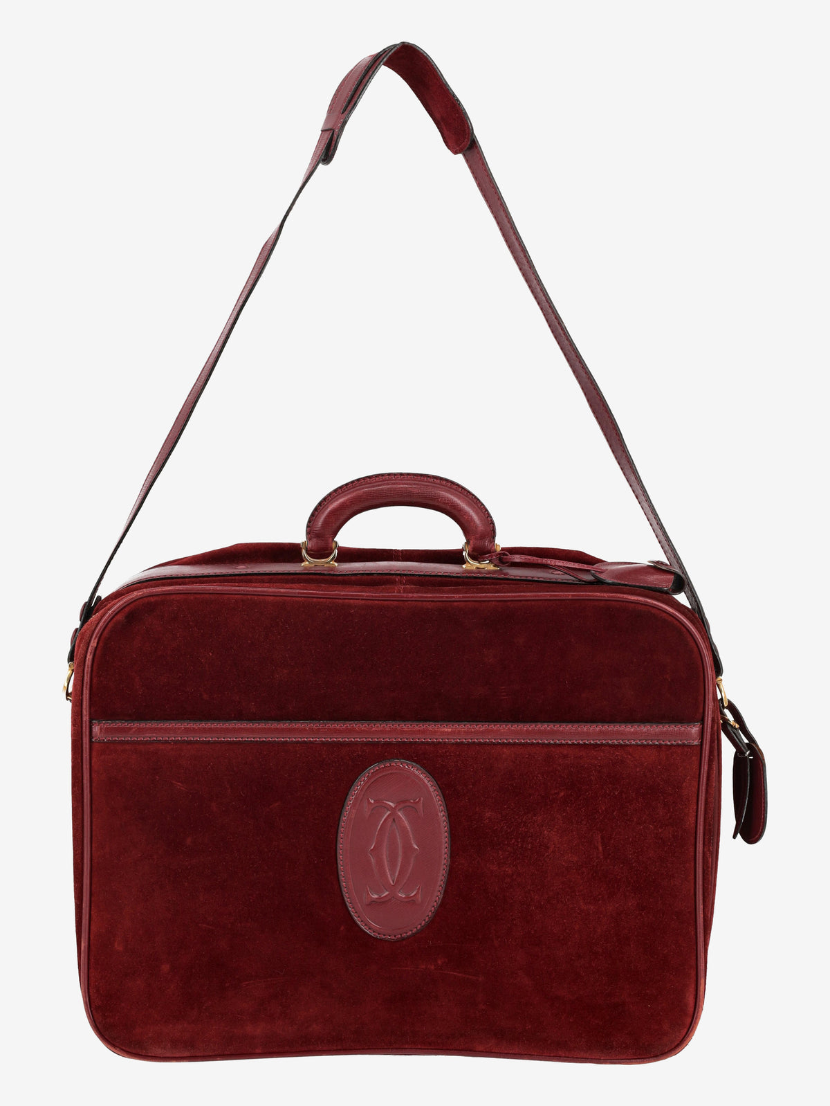 Must De Cartier Burgundy Suede Suitcase