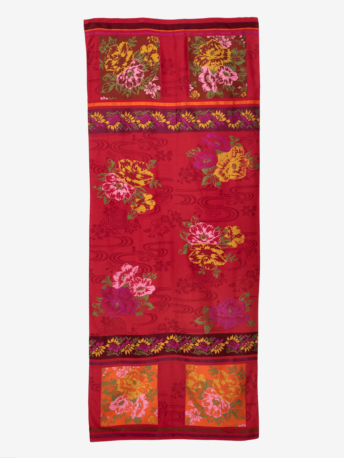 Kenzo Floral Oriental-Inspired Silk & Cotton Shawl Scarf W27526.70  Kenzo 