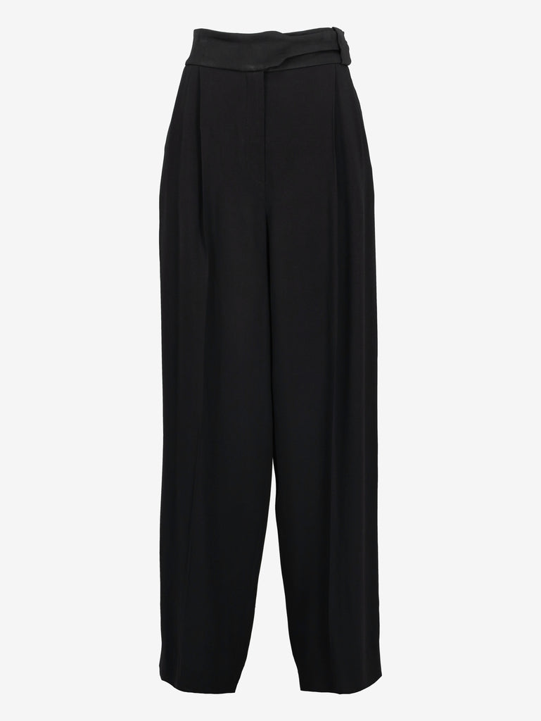 Emporio Armani Wide-Leg Satin-Waistband Trousers W27526.38  Emporio Armani 