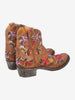 Cowboy Ankle Boots in Brown Leather with Embroidered Flowers W7426.61  Vintage 