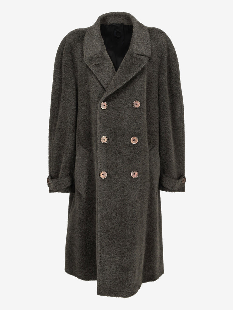 Vintage Double-Breasted Long Coat in Alpaca and Wool Blend MU260214.10  Caruso 