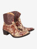 Cowboy Ankle Boots in Brown Leather with a Pattern of Flowers W7426.62  Vintage 