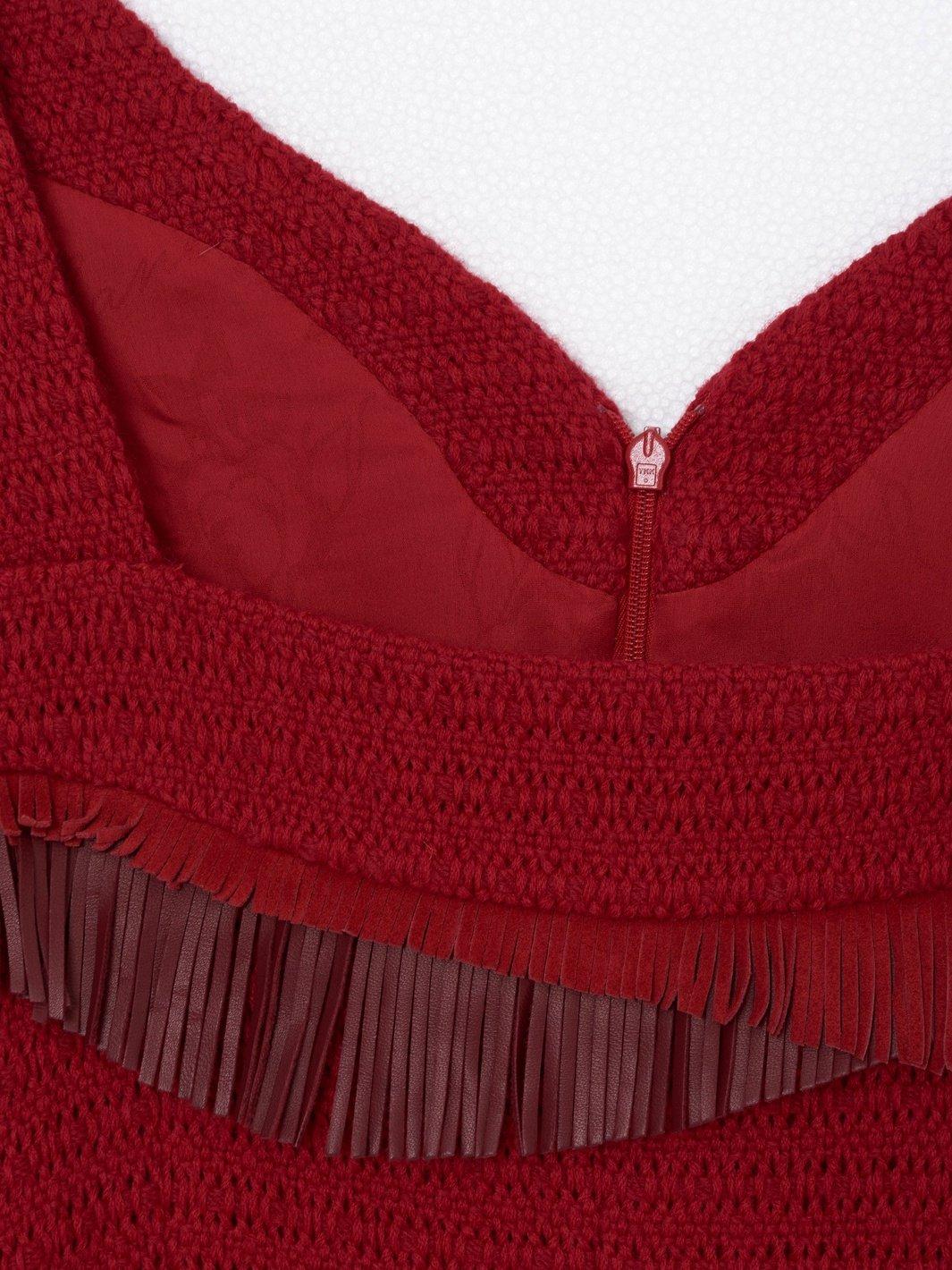 Abito smanicato Y2K Chanel in lana rossa