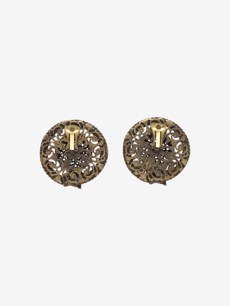 Vintage Straw Hat Clip-On Earrings with Floral Detail W13426.17  Vintage 