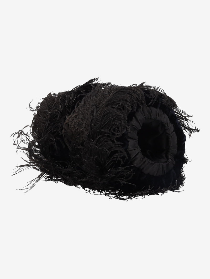Feather Muff in Deep Black BR000584  Vintage 