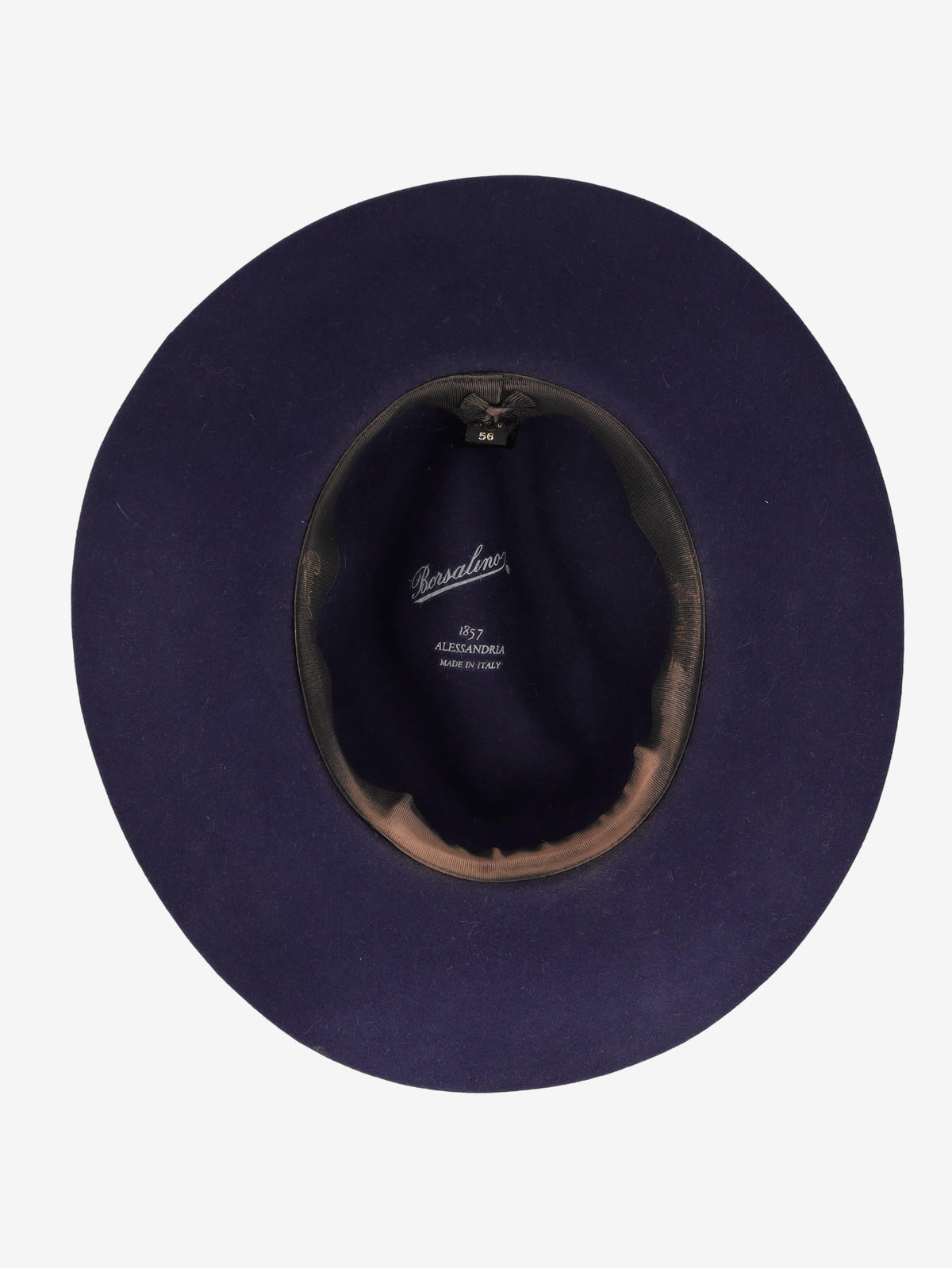 Borsalino Wide-Brim Fedora Hat with Burgundy Grosgrain Ribbon W27526.151  Borsalino 