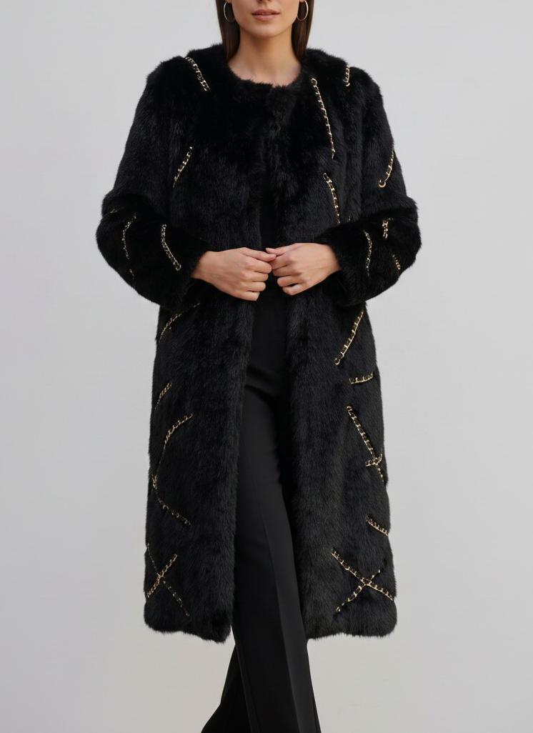Moschino Couture Chain Linked Coat in Faux Fur CVM26.6.35  Moschino Couture 