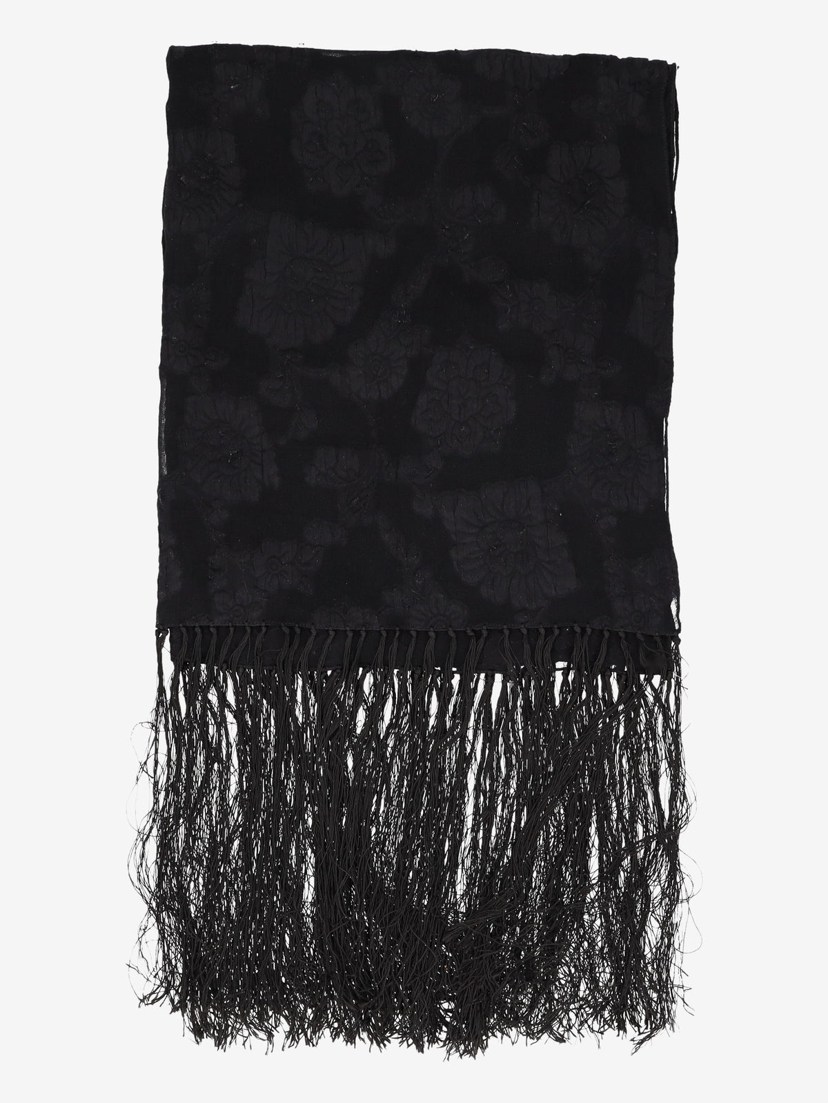 Vintage Floral Embroidered Black Shawl W27526.55  Vintage 