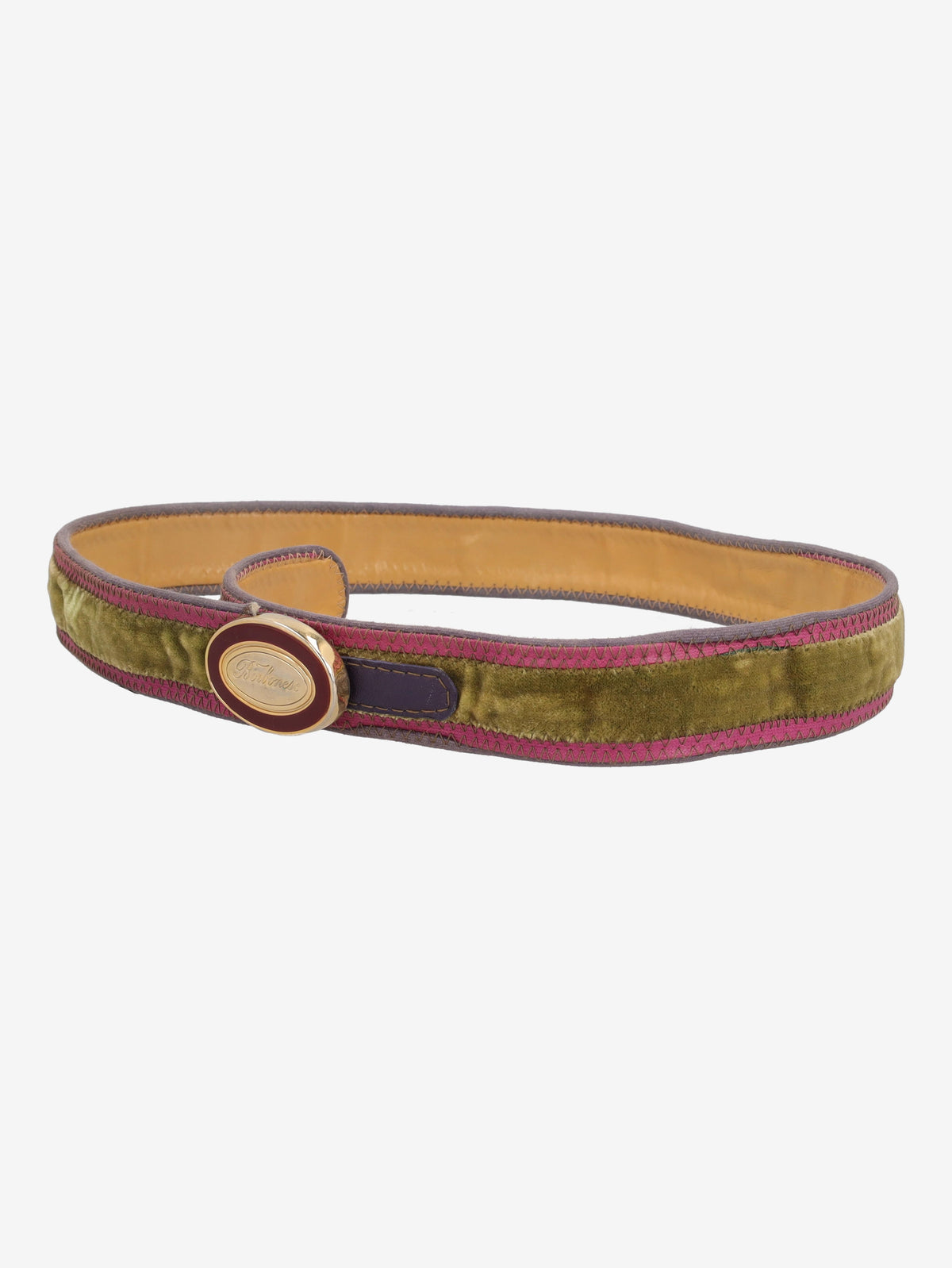 Borbonese Two-Tone Belt with Logo Buckle W27526.131  Borbonese 