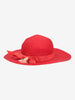 Vintage Red Straw Hat with Floral Trim BR5522.24  Vintage 