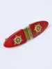 1980s brooch in red plastic and metal with marittime theme W22051804  Vintage 