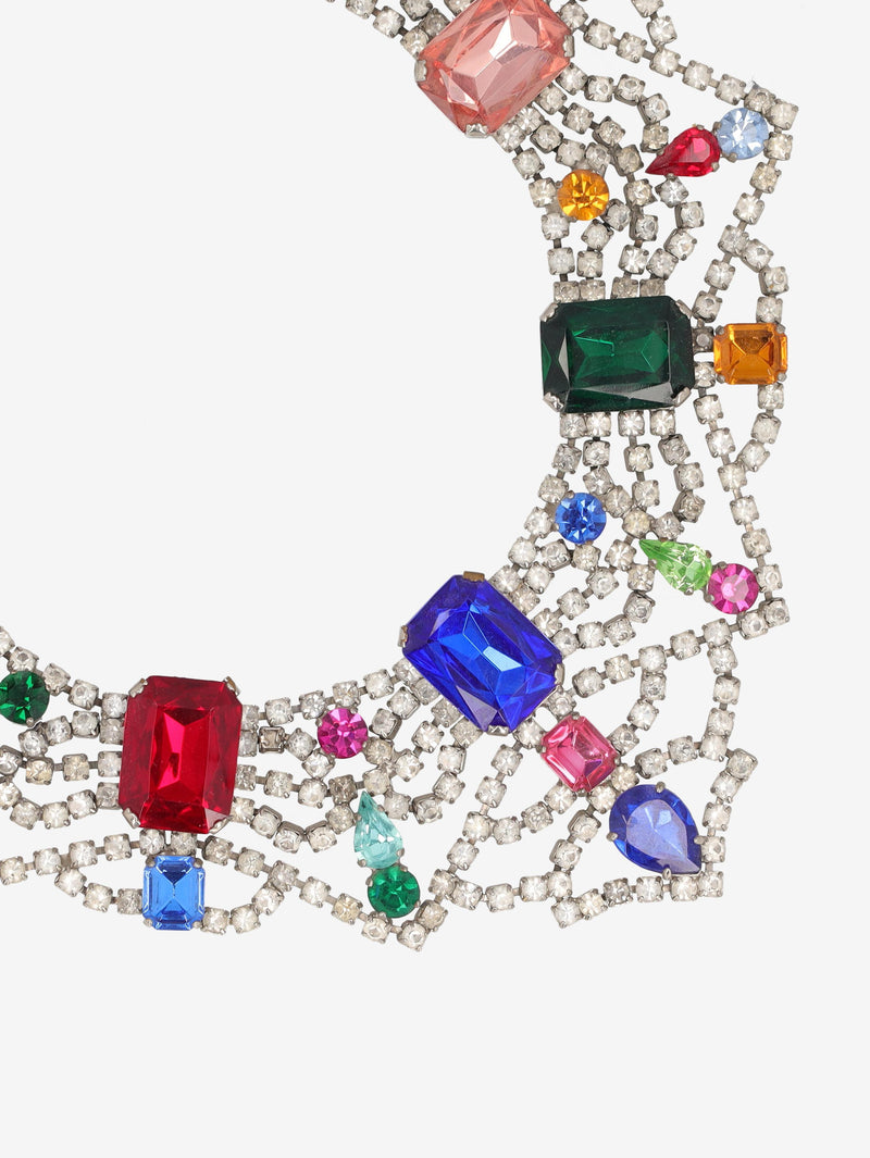 Vintage Geometric Rhinestone Statement Necklace W27526.108  Vintage 