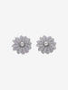 Vintage Beaded Floral Earrings with Silver Center W13426.4  Vintage 