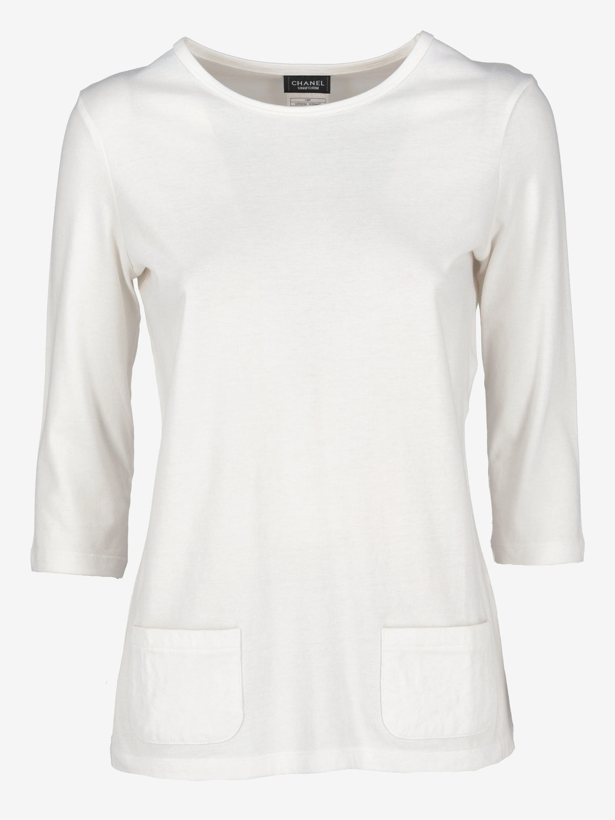 Chanel Uniform White 3/4 Sleeve Top CVM22.12.6  Chanel 