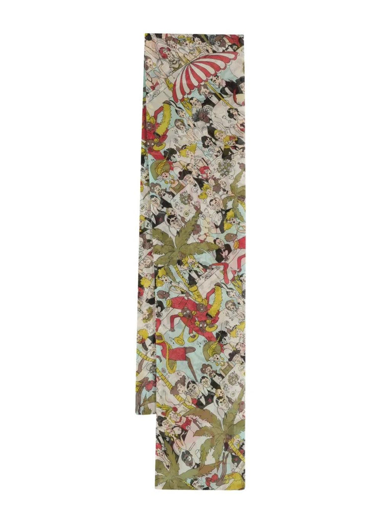 John Galliano Graphic-Print Silk Scarf WCV241084  John Galliano 