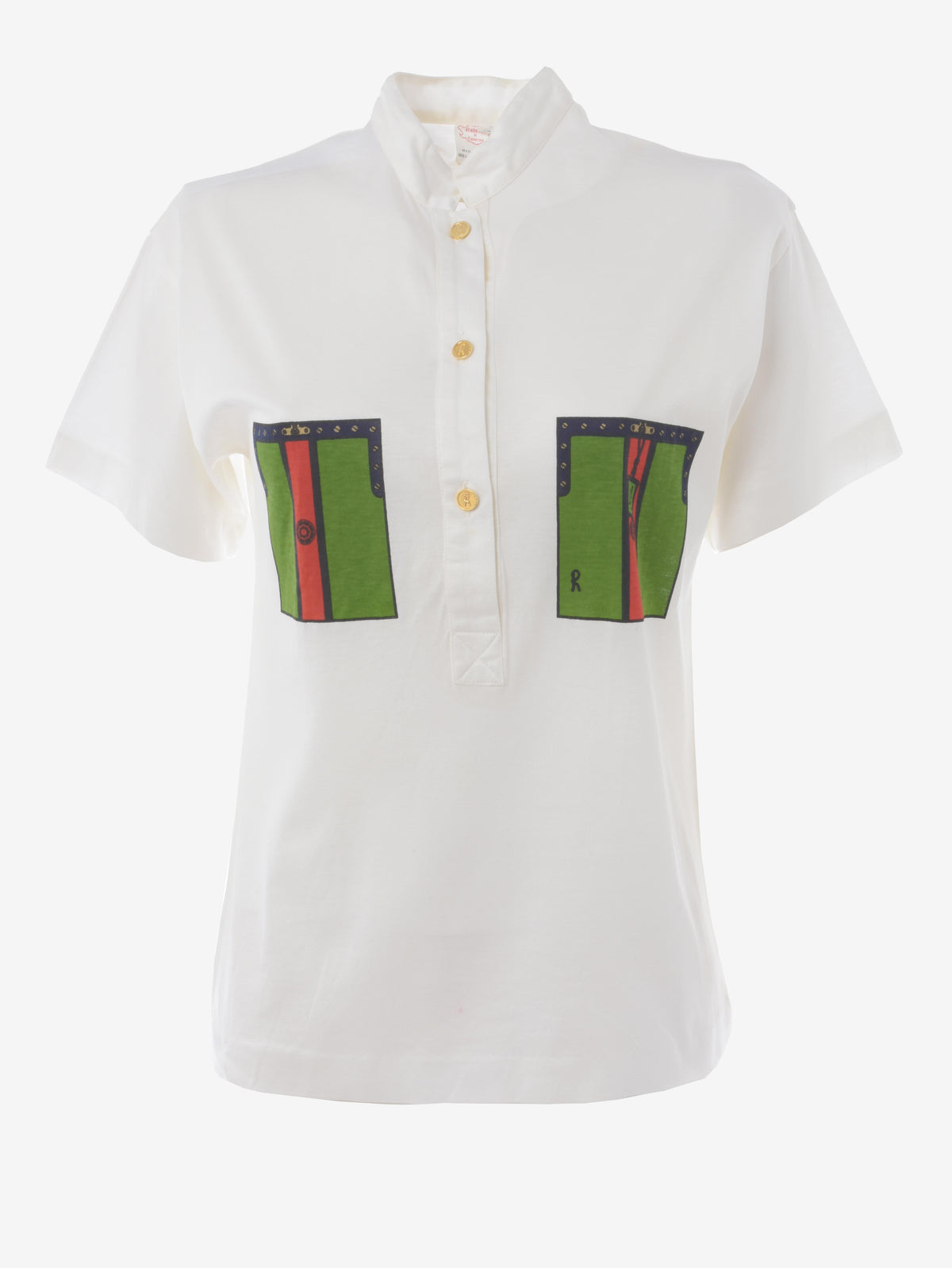 Roberta Di Camerino White Polo Shirt With Printed Pocket W130524.8  Roberta di Camerino 
