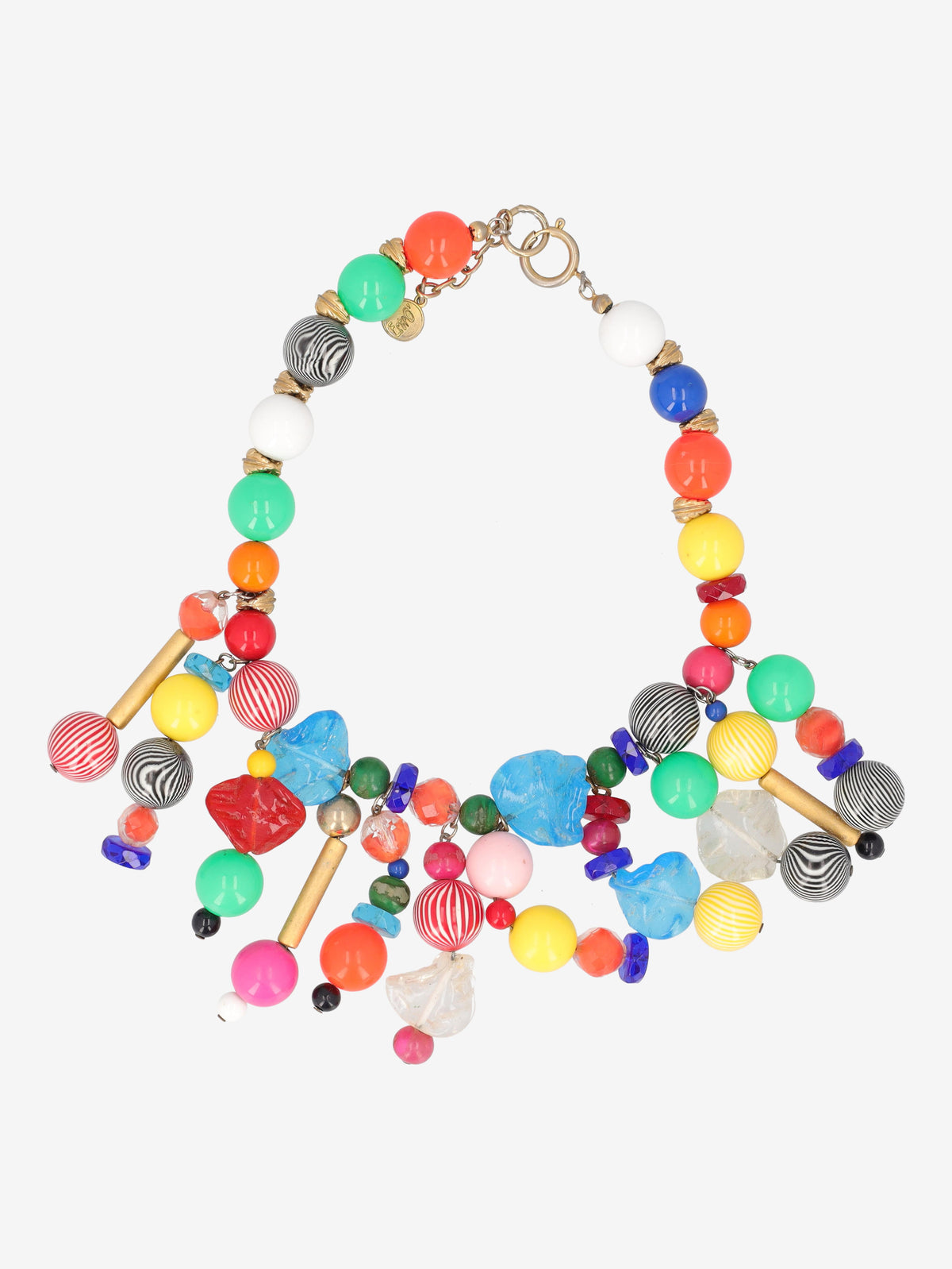 Multicolored Handcrafted Beaded Statement Necklace W27526.110  Vintage 