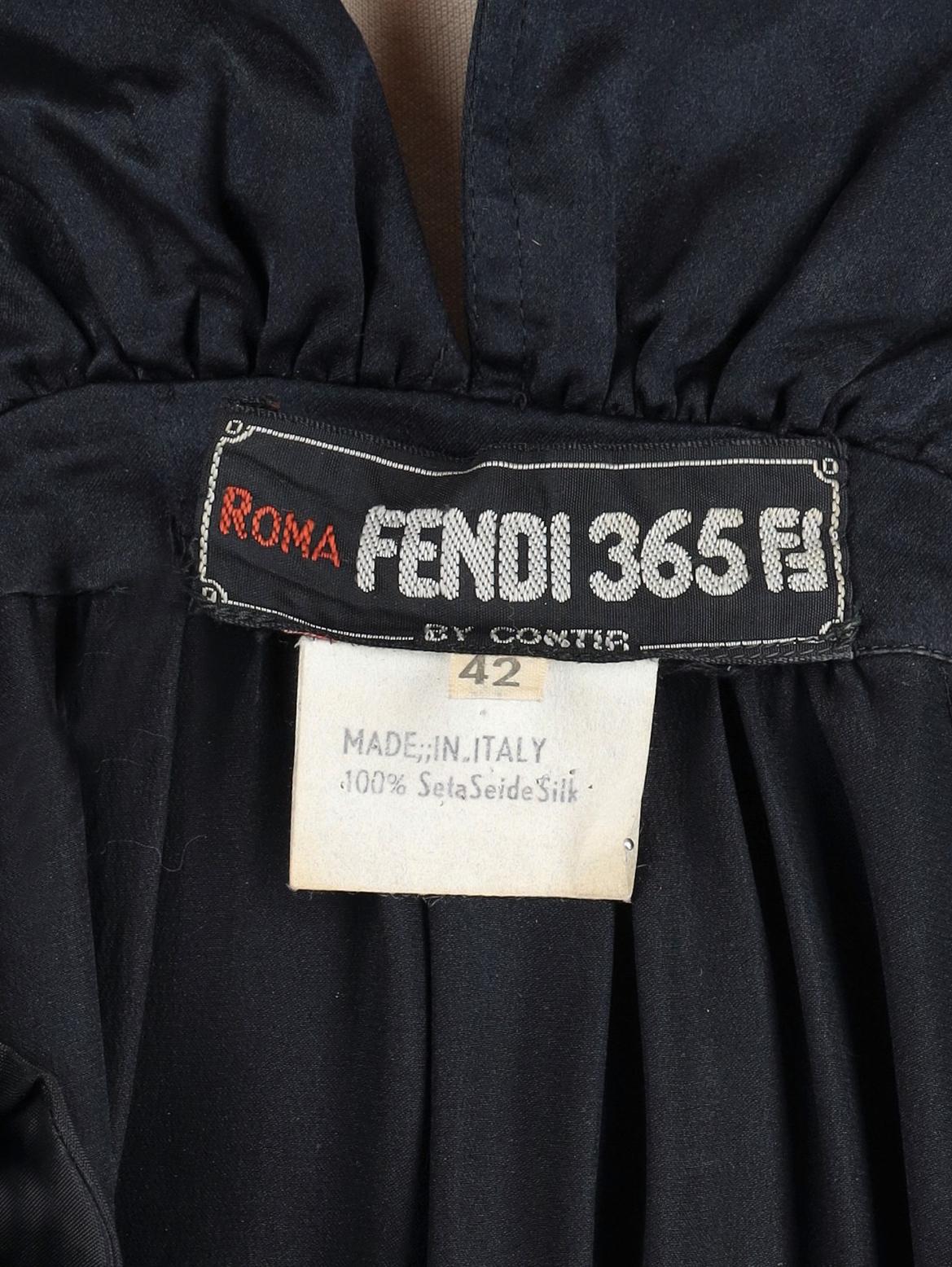 Fendi Black Silk Shirt Dress with Lace Detail W27526.17  Fendi 