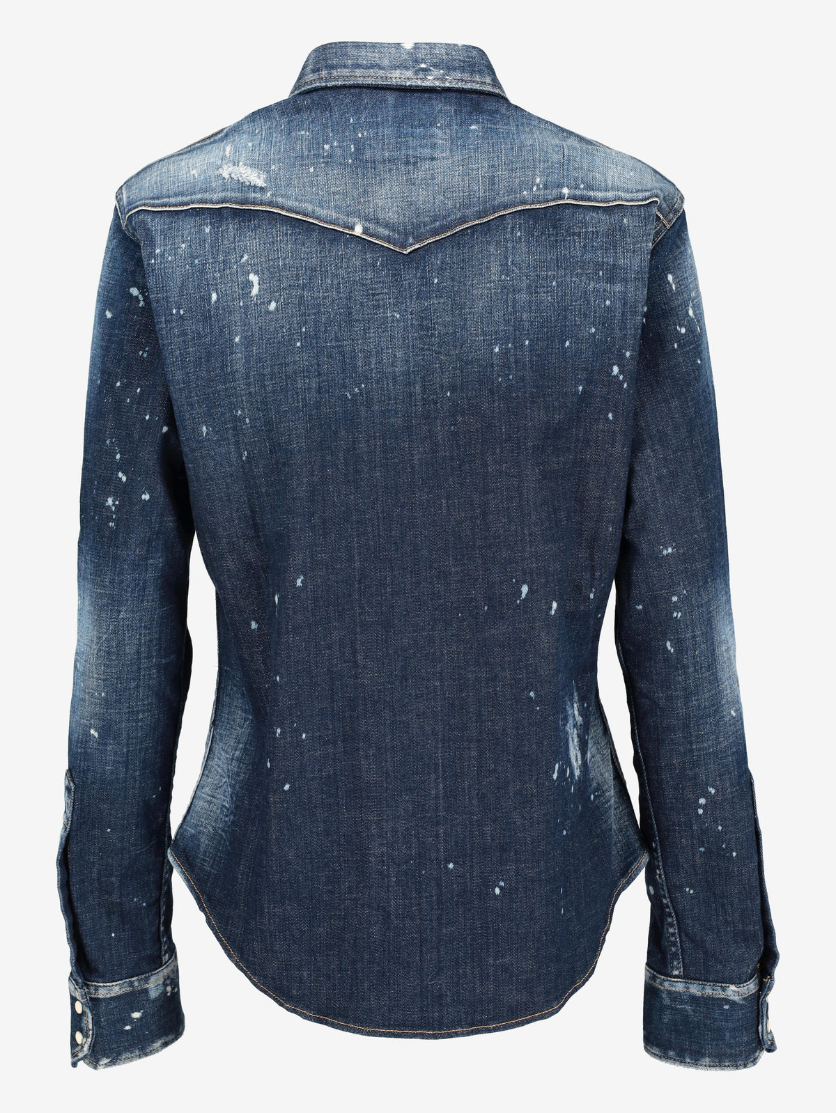 Dsquared2 Dark Ripped Metal Patch Western Denim Shirt CVM26.23.43  Dsquared² 