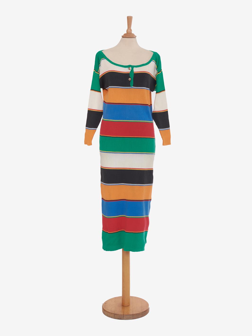 Abito lungo Moschino in maglia multicolor