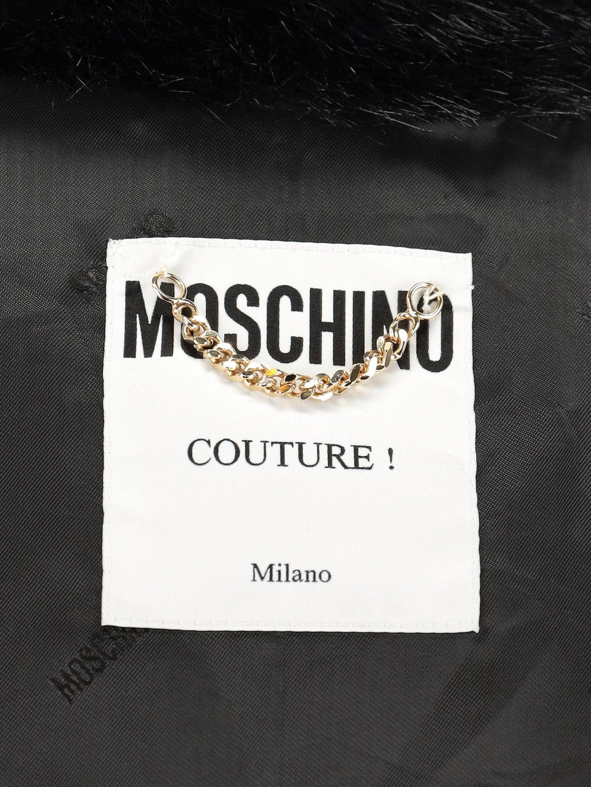 Moschino Couture Chain Linked Coat in Faux Fur CVM26.6.35  Moschino Couture 