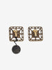 Vintage Square Clip-On Earrings with Amber Center W13426.52  Vintage 