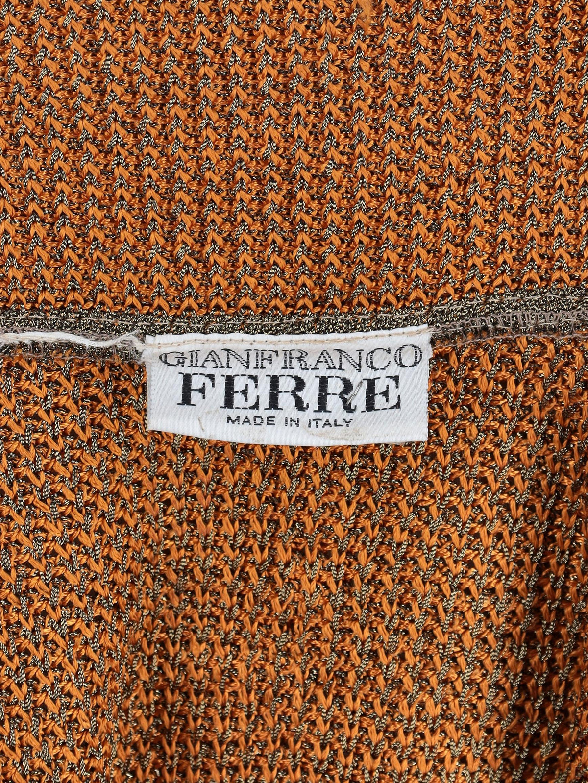 Gianfranco Ferré Gold Laminated Knit Turtleneck with Asymmetric Zip - 1993 W2511.129  Gianfranco Ferré 