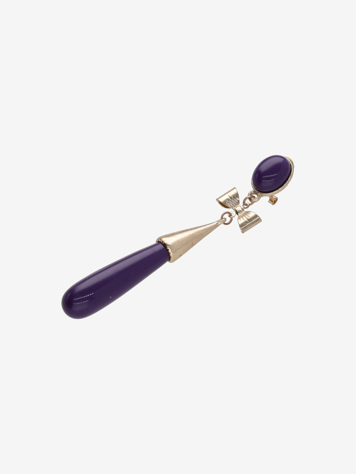 Vintage Bow-Linked Drop Earrings with Purple Teardrop Pendant W13426.28  Vintage 