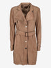 Tod's Long Suede Leather Coat with Belt and Buckle Details W7426.16  Tod's 