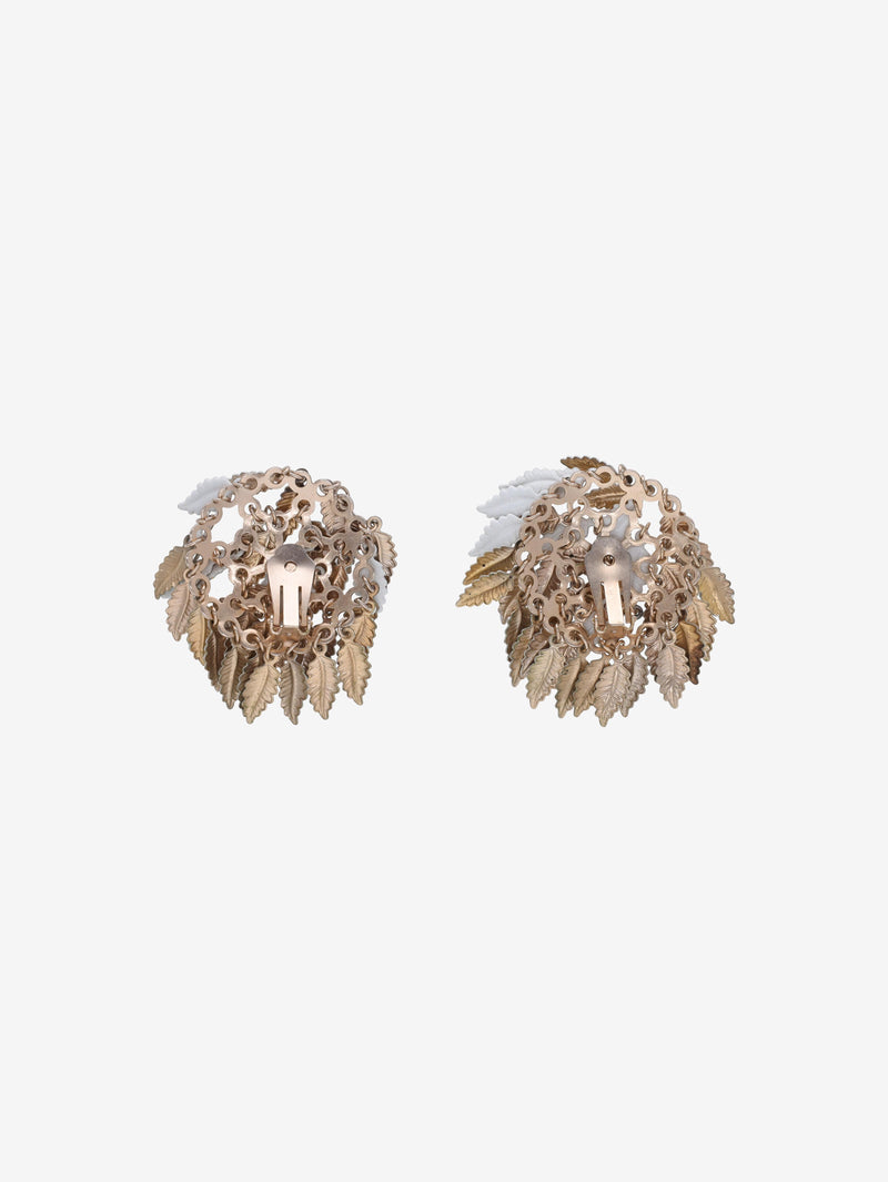 Vintage Round Earrings with Layered Leaf Design W13426.24  Vintage 