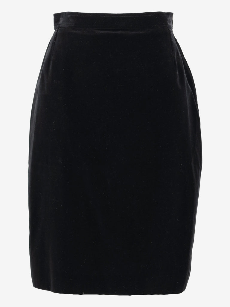 Saint Laurent Black Velvet-Effect Midi Skirt CVM23.117.4  Yves Saint Laurent 