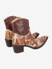 Cowboy Ankle Boots in Brown Leather with a Pattern of Flowers W7426.62  Vintage 