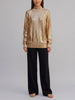 Gianfranco Ferré Gold Laminated Knit Turtleneck with Asymmetric Zip - 1993 W2511.129  Gianfranco Ferré 