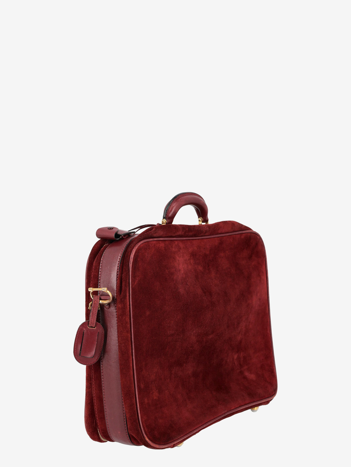 Must De Cartier Burgundy Suede Suitcase