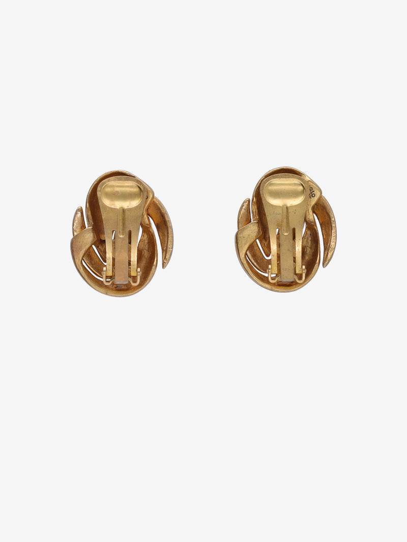 Vintage Egg-Shaped Earrings with Wavy Texture W13426.38  Vintage 