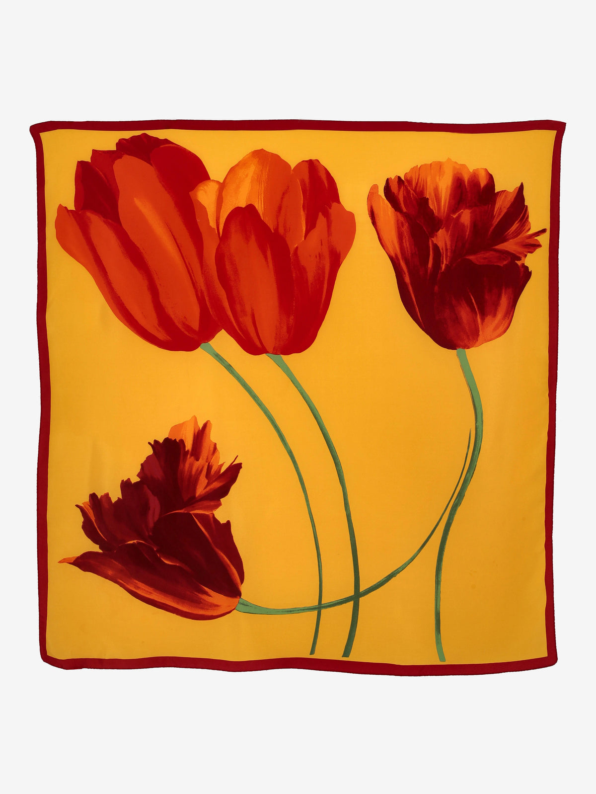 Vintage Tulip Print Silk Square Scarf W27526.82  Vintage 