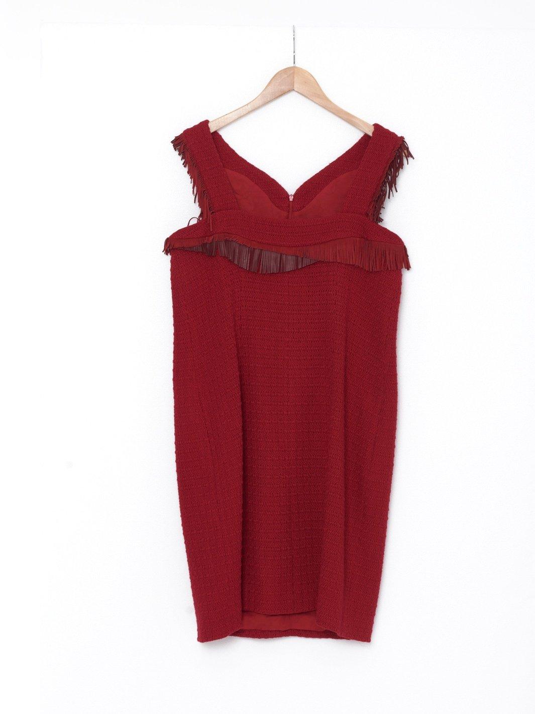 Abito smanicato Y2K Chanel in lana rossa