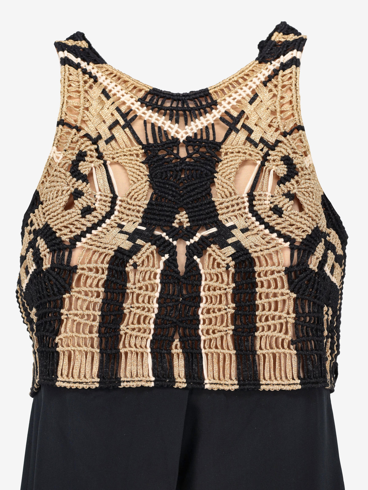 Diane von Furstenberg Long Dress with Silk Skirt and Crochet Bodice W7426.39  Diane Von Furstenberg 