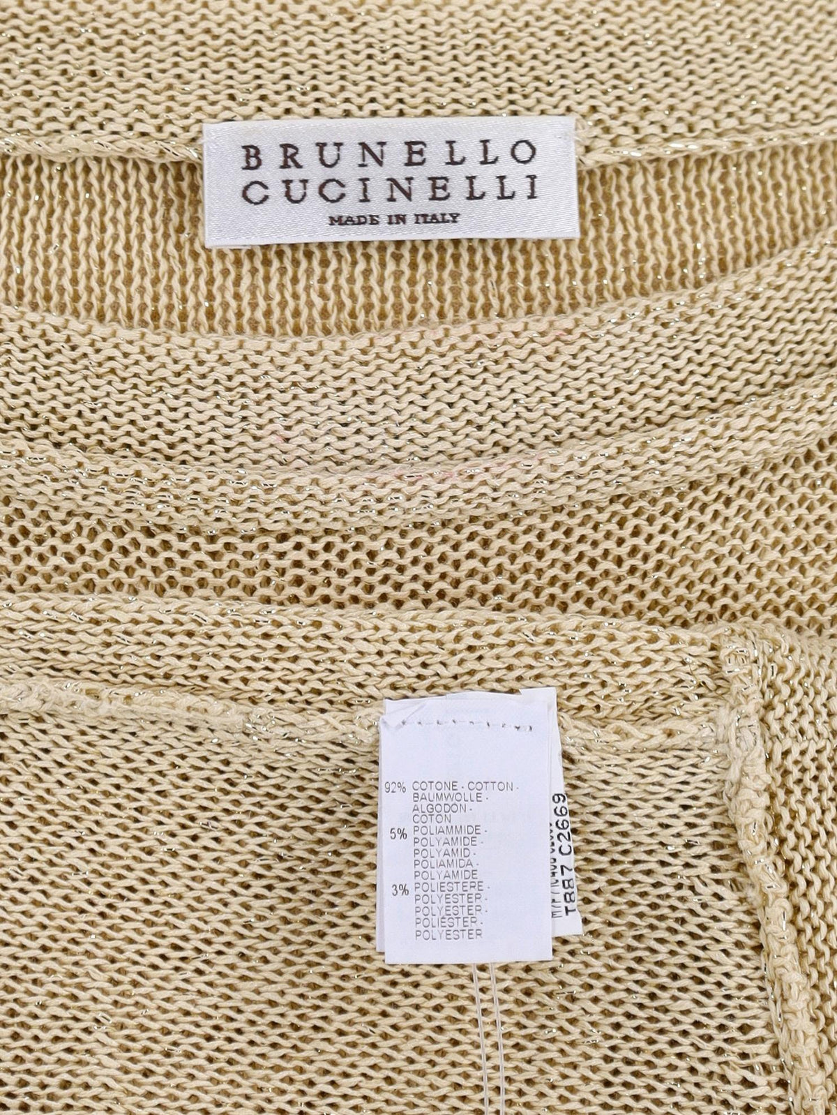 Brunello Cucinelli Maxi Camicia in Lurex Oro