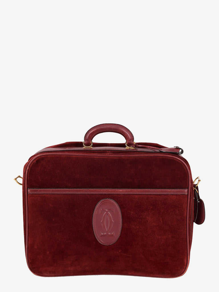 Must De Cartier Burgundy Suede Suitcase