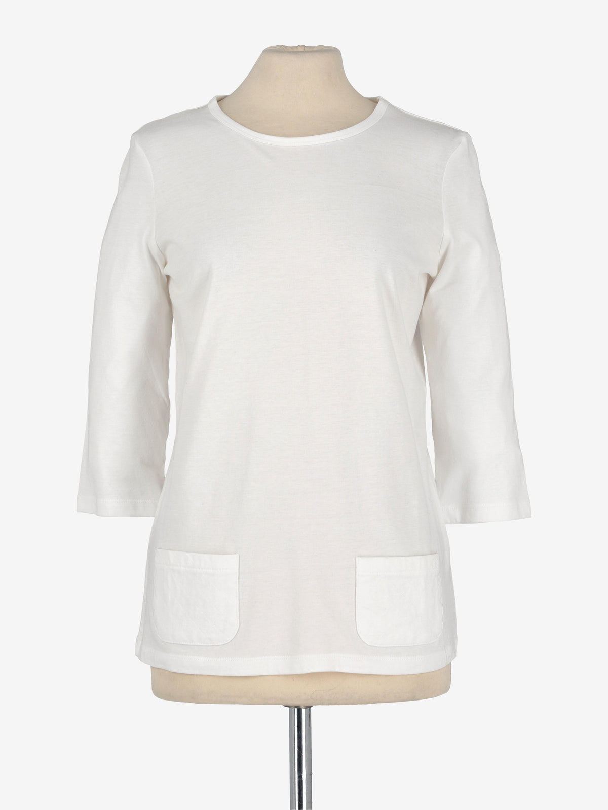 Chanel Uniform White 3/4 Sleeve Top CVM22.12.6  Chanel 