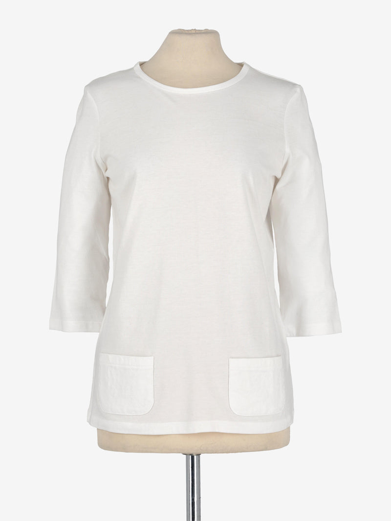 Chanel Uniform White 3/4 Sleeve Top CVM22.12.6  Chanel 