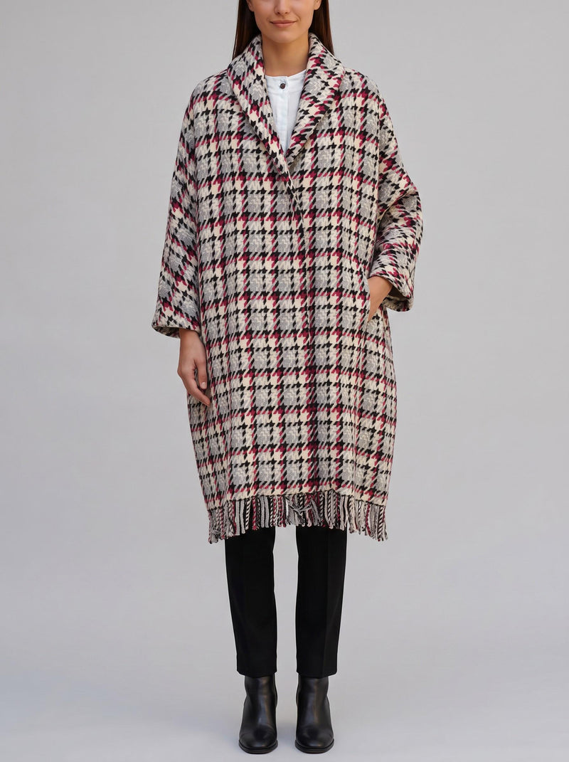Ermanno Scervino Knit Coat with Graphic Houndstooth Pattern CVM26.22.29  Ermanno Scervino 