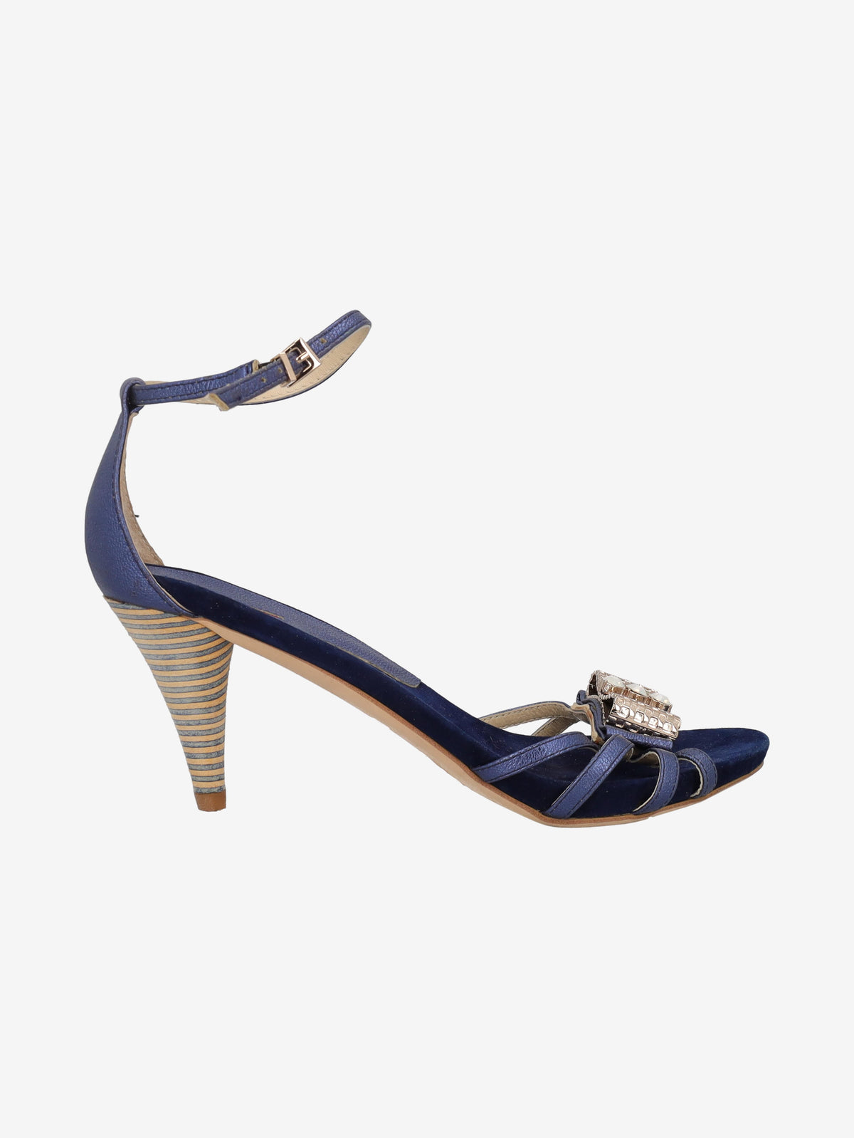 Vintage Navy Suede Embellished Sandals WCV130123  Vintage 