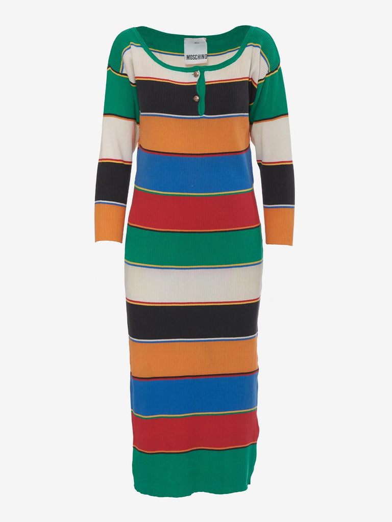 Abito lungo Moschino in maglia multicolor