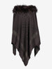 Vintage Wool Poncho With Fur Collar