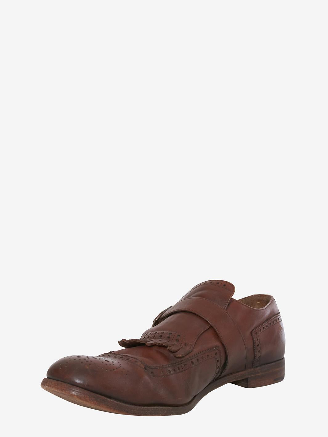 Prada Oxford Brogue Brown Leather Shoe WCV1602233  Prada 